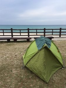 Beach camping on Jeju Island