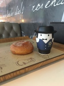 Coffee and donut at Paris Baguette