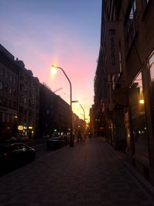 Sunrise atop the streets of Prague